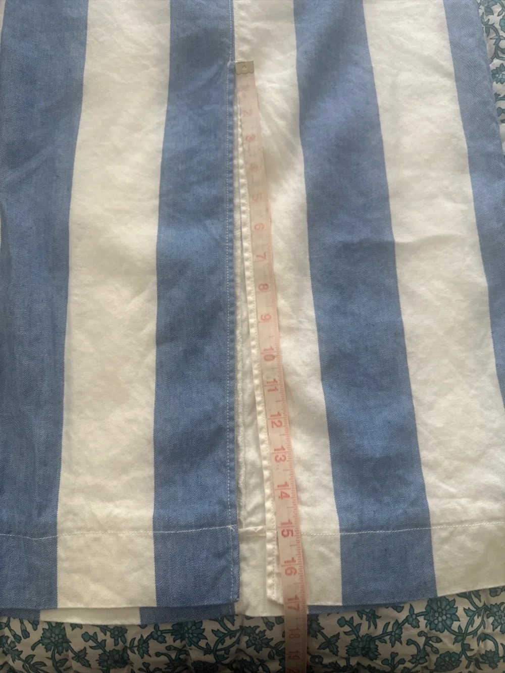 Anthropologie Colette Linen Maxi Skirt Stripes Patch Pockets Blue Slit Sz Medium - Picture 5 of 11
